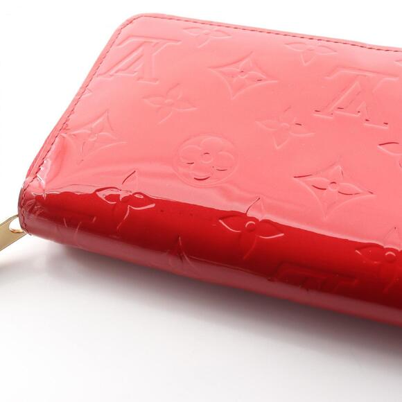 Louis Vuitton Zippy Wallet, Round Long Leather Vernis, Women's, Red, M90200